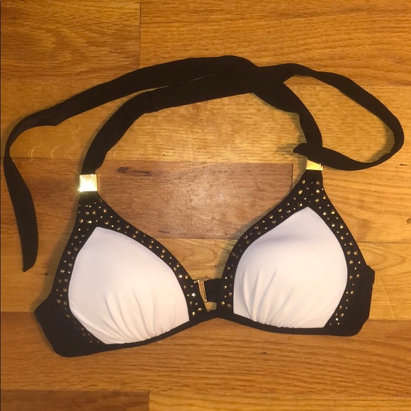 Victoria’s Secret M white and Black bikini top - Picture 1 of 4